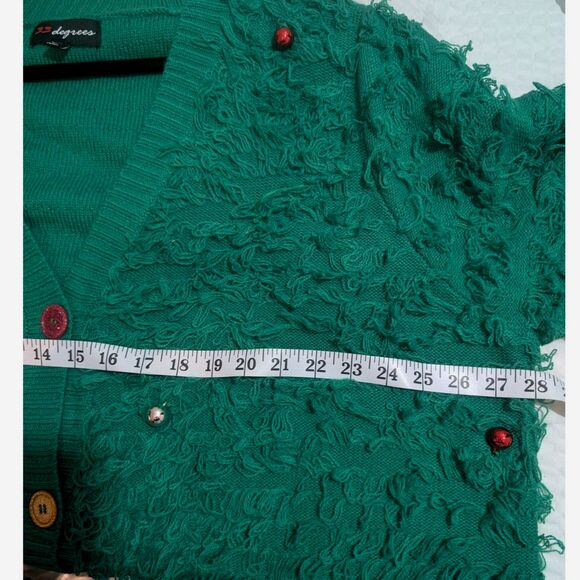 33 Degrees Women's Button Up Christmas Green Sweater Size 3XL - Picture 3 of 6
